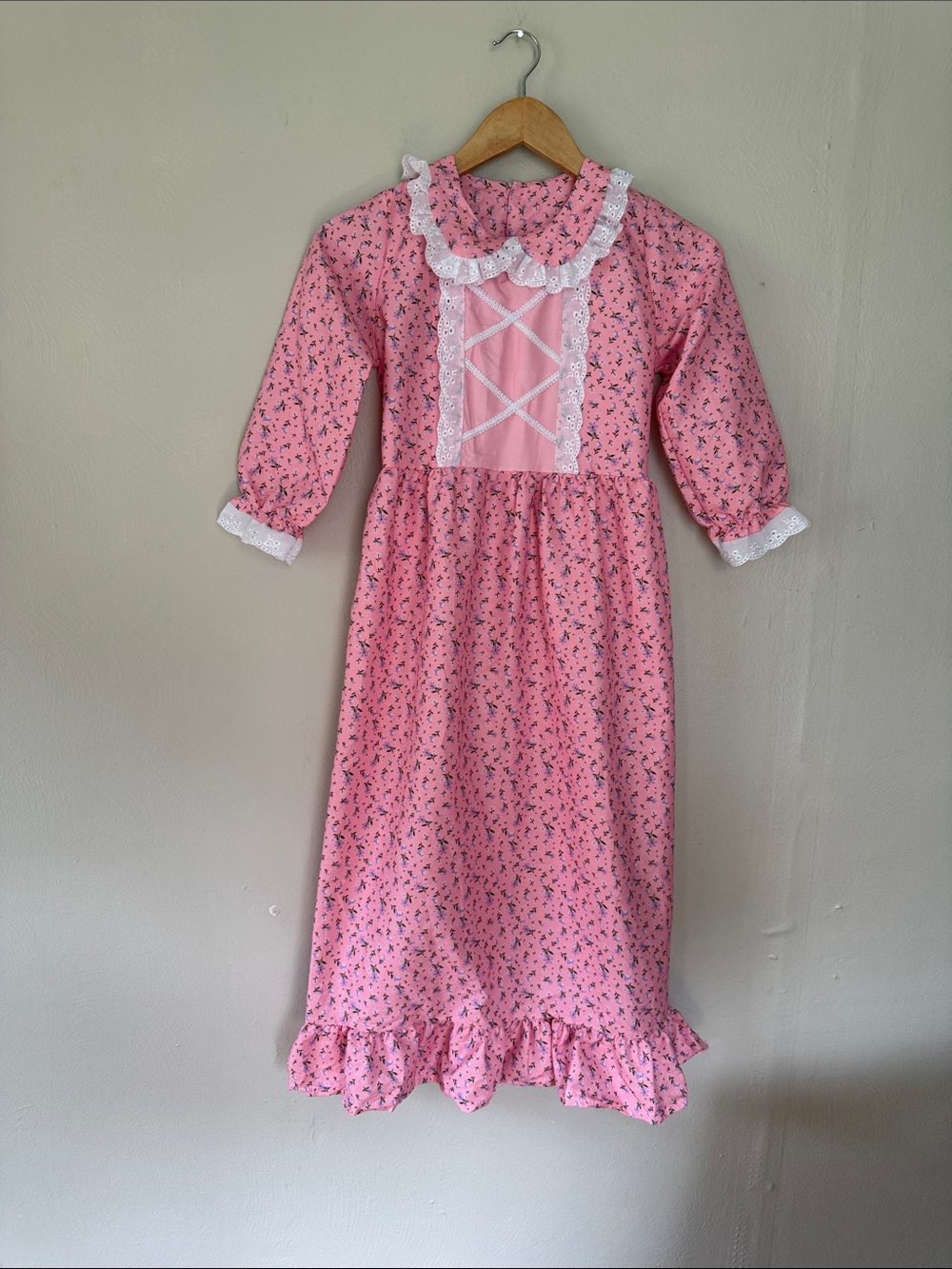 Girls Pink Floral costume with Lace Trim youth large